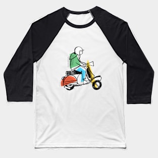 Retro Scooter, Classic Scooter, Scooterist, Scootering, Scooter Rider, Mod Art Baseball T-Shirt